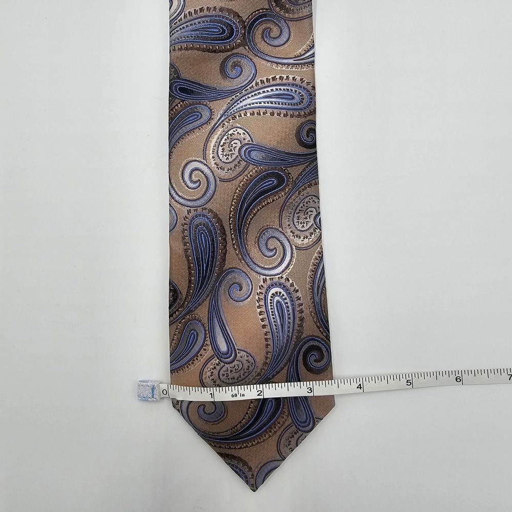 Van Heusen Mens Brown Blue Paisley‎ Silk Tie